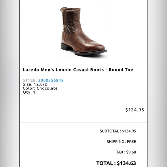 Laredo Men's Lonnie Casual Boots - Round Toe Size 12 - Picture 2 of 9